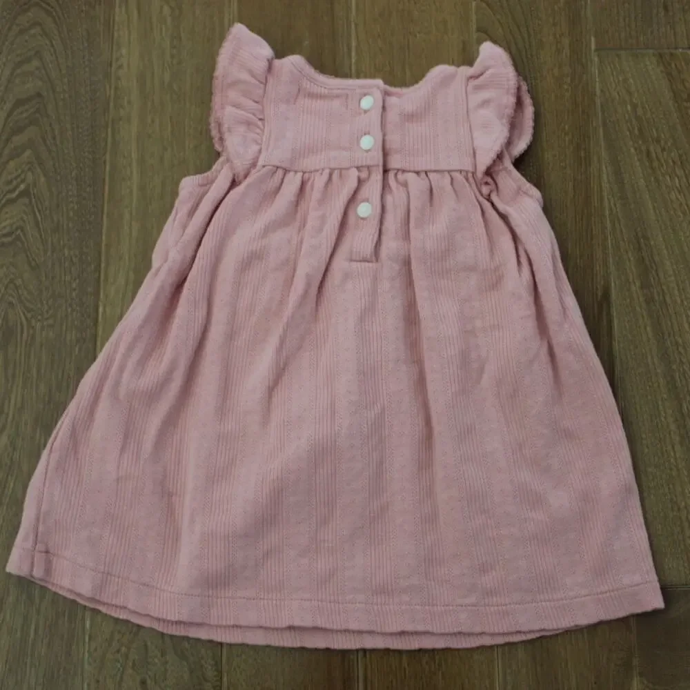 Ralph Lauren Pink Knit‎ Ribbed Baby Doll Fit and Flare Dress Pink 6 Month